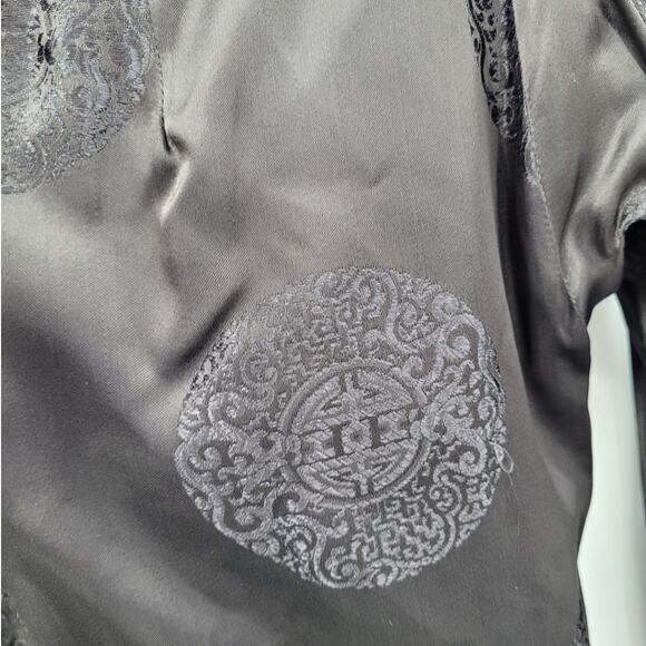 Vintage Cheongsam Black Red Embroidered Bell Sleeve Toggle Reversible Jacket - Picture 14 of 16